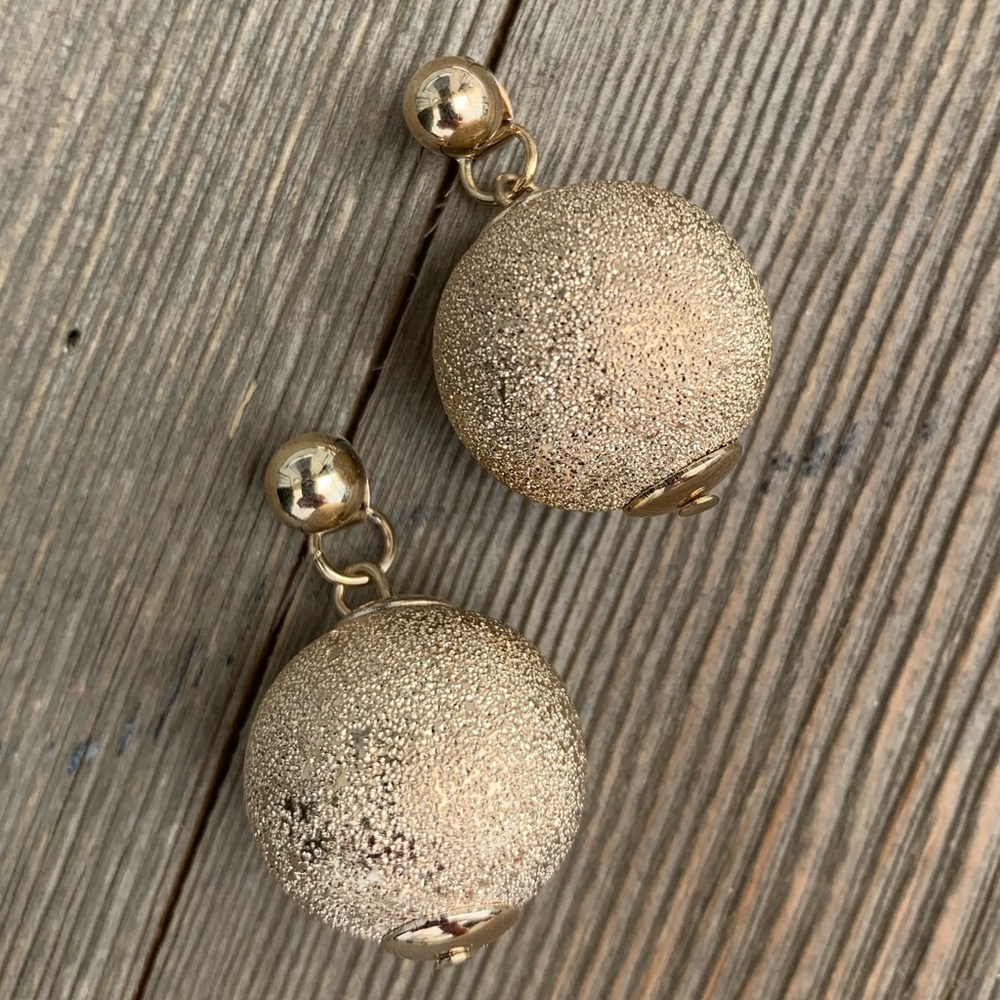 Gold Ball Double Back Earrings